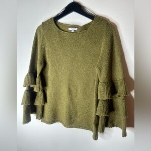 moss green Bell long sleeve sweater with Mohair